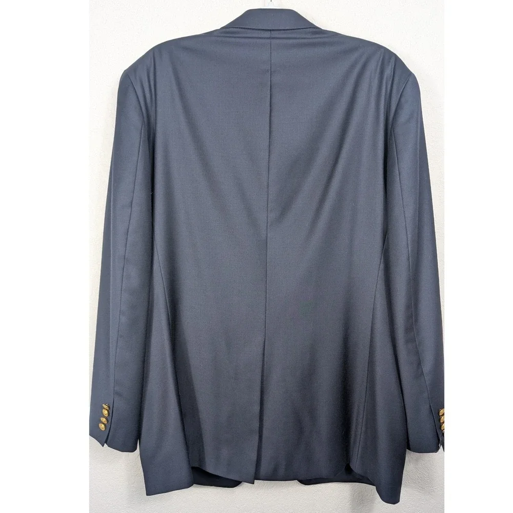 Lauren Ralph Lauren Blazer 43L Navy‎ Blue Gold Crested Buttons Wool Sport Coat